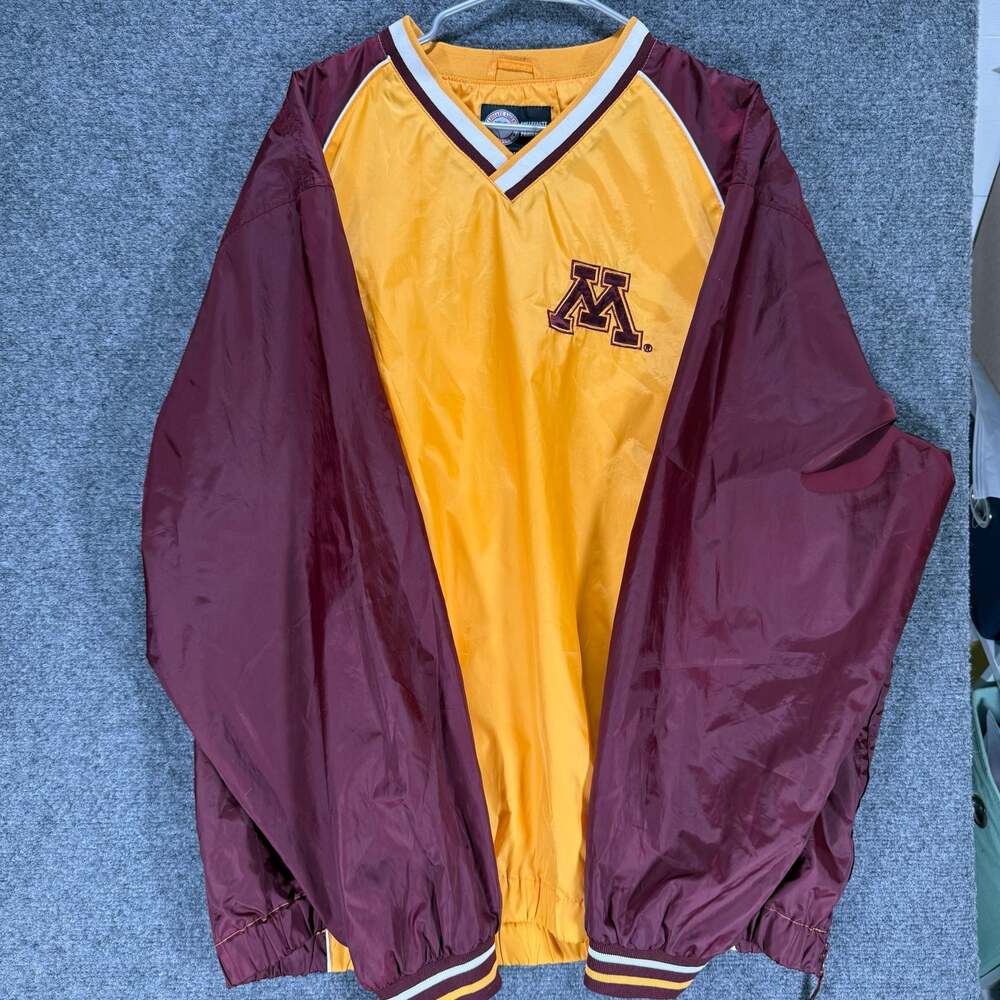 Vintage Minnesota Golden Gophers V-Neck Windbreaker Pullover Jacket XXL